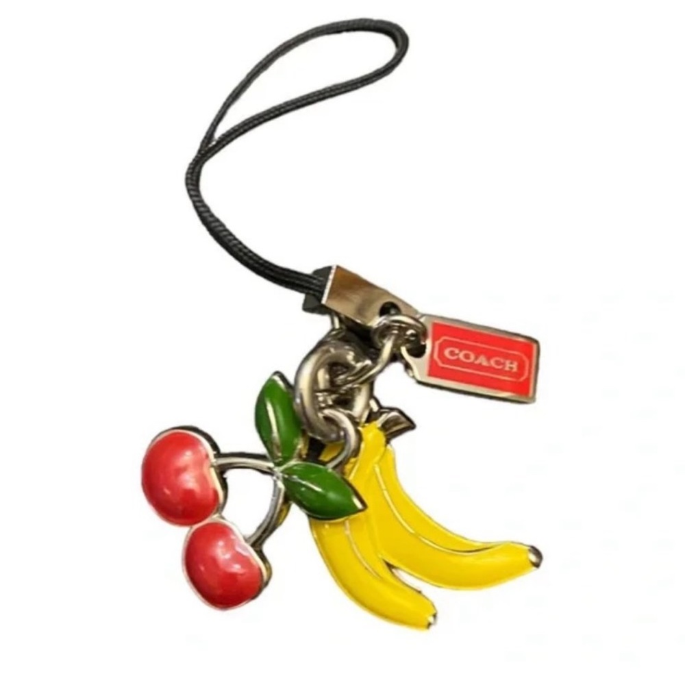 Coach Retired Bag Charm Keychain Cherries & Banana with red metal hangtag HTF
